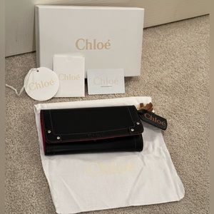 Chloe Wallet - black and red leather